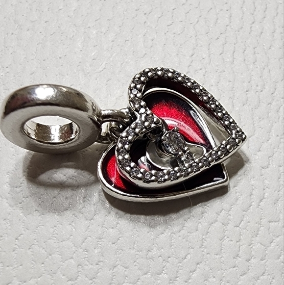 Pandora Red Heart & Keyhole Double Dangle Charm - Picture 9 of 10